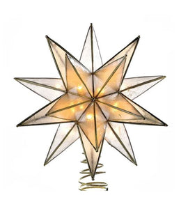 8.25" 15 Point Lit Gold Capiz Star Tree Topper