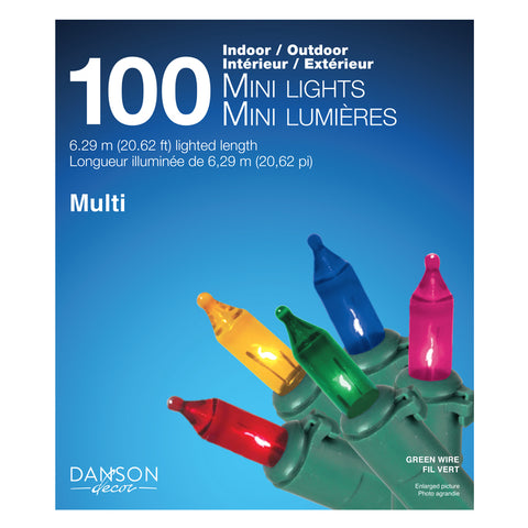 100 Multi Color Incandescent Mini Lights INDOOR/OUTDOOR