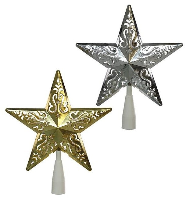 8" 5 Point Assorted Lit Star Tree Topper, INDIVIDUALLY SOLD