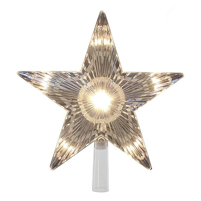 8.25" 5 Point Lit Clear Star Tree Topper