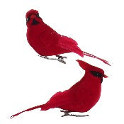 Assorted Red Clip On Bird Ornament, INDIVIDUALLY SOLD