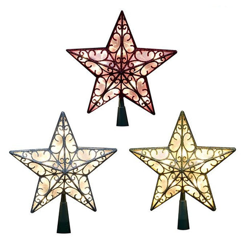 9" 5 Point Assorted Lit Star Tree Topper, INDIVIDUALLY SOLD