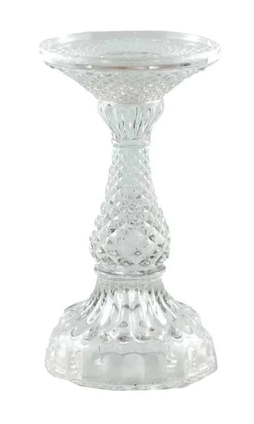 Depression Glass Pillar Candle Holder, SMALL CLEAR