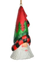 Tree Trimmed Tall Hat Santa Ornament