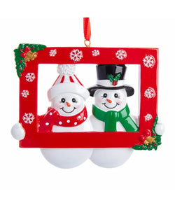 Snowman Couple Frame Ornament
