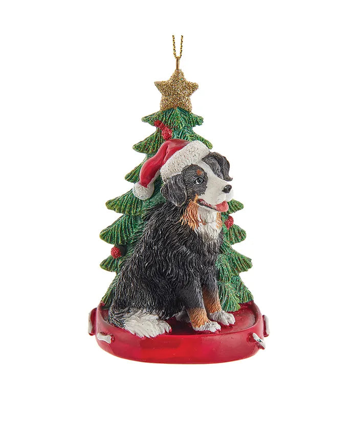 Dog & Tree Ornament: Bernese Mountain Dog
