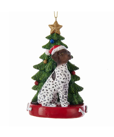 Dog & Tree Ornament: German Shorthaired Pointer Dog