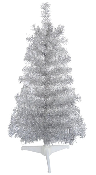 4' Silver Tinsel Christmas Tree NON LIT