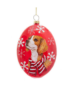 Glass Disc Dog Ornament: Beagle