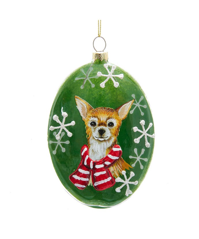 Glass Disc Dog Ornament: Chihuahua