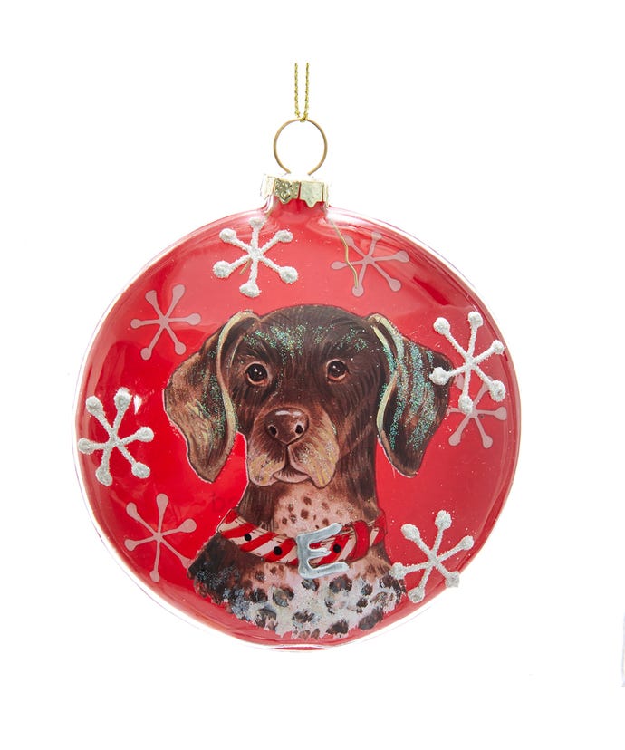 Glass Disc Dog Ornament: German Shorthaired Pointer