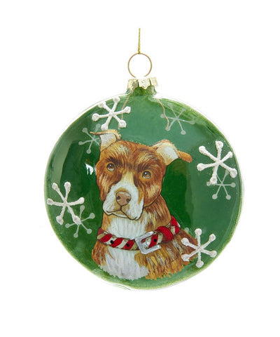 Glass Disc Dog Ornament: American Pitbull Terrier