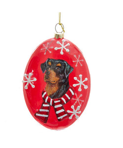 Glass Disc Dog Ornament: Rottweiler