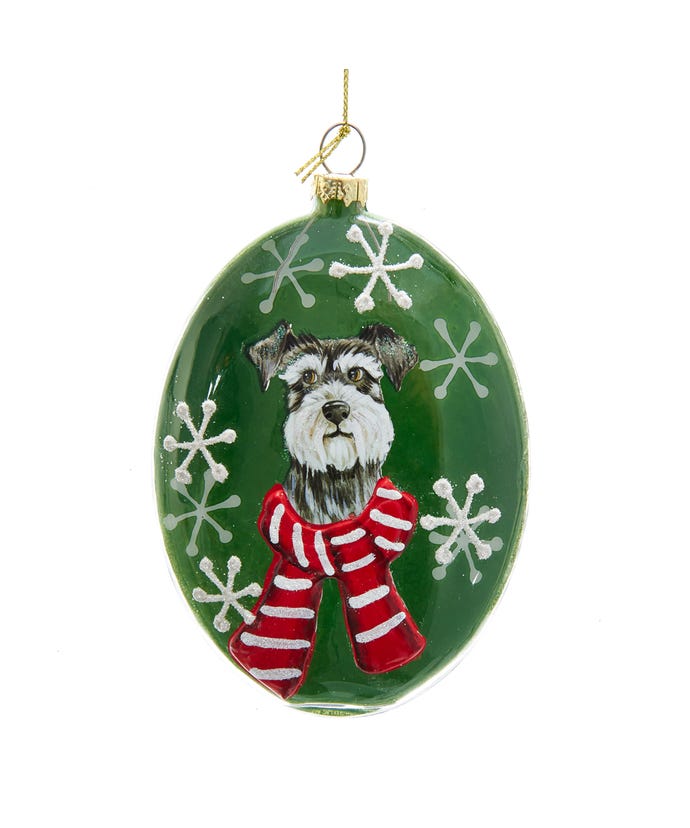 Glass Disc Dog Ornament: Schnauzer