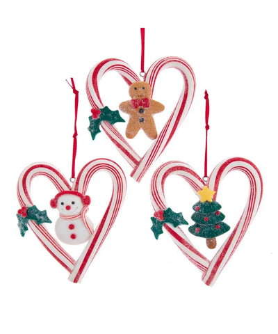 Assorted Candy Cane Heart Ornament, INDIVIDUALLY SOLD