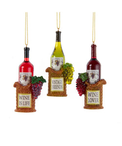 Assorted Wine Bottles Ornament, INDIVIDUALLY SOLD