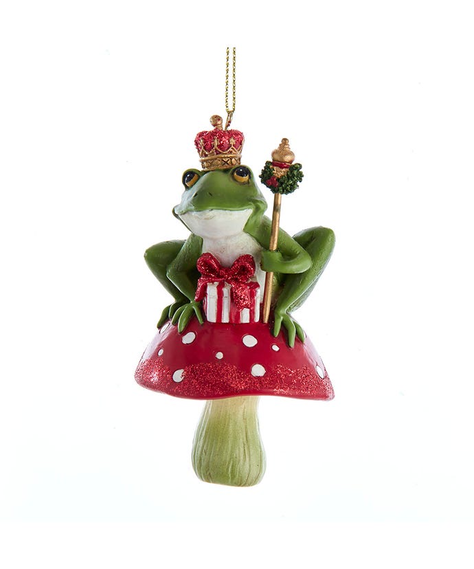 Frog On Mushroom Ornament