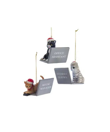 Assorted Cat On Laptop Ornament, INDIVIDUALLY SOLD