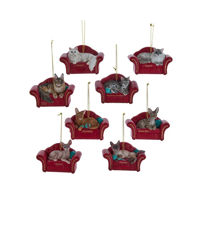 Assorted Cat On Sofa Ornament, INDIVIDUALLY SOLD