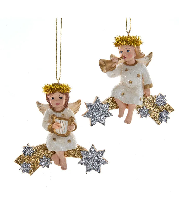 Assorted Angel On Shooting Star Ornament, INDIVIDUALLY SOLD