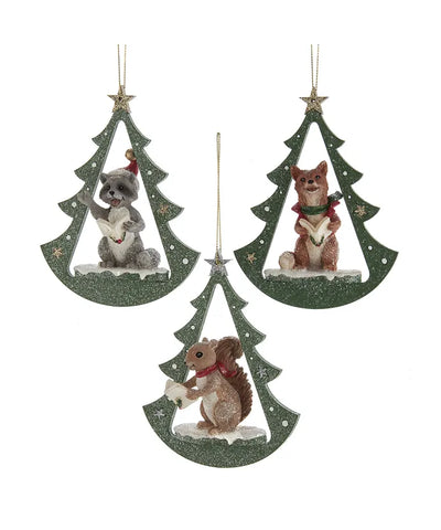 Assorted Woodland Animals In Tree Ornament, INDIVIDUALLY SOLD