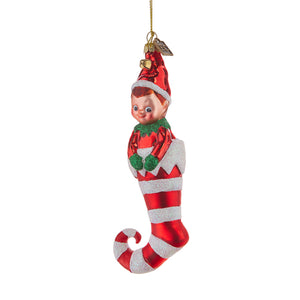 Elf In Stocking Ornament