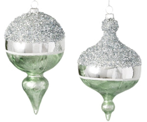 Assorted Green And Silver Finial Ornament, INDIVIDUALLY SOLD