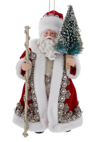 Santa With Staff And Tree Ornament