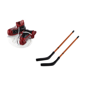Village Accessory: Hockey Skates And Sticks, Set Of 3