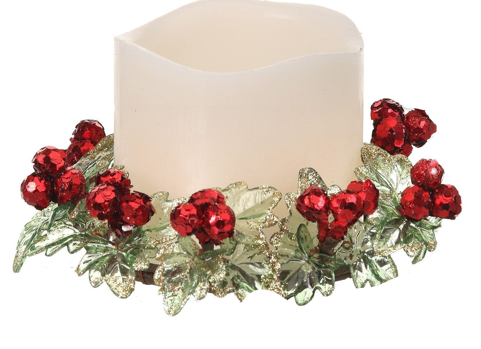 6" Holly Pillar Candle Ring