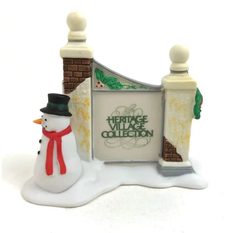 Dickens Village Previously Owned Collections: Village Sign With Snowman