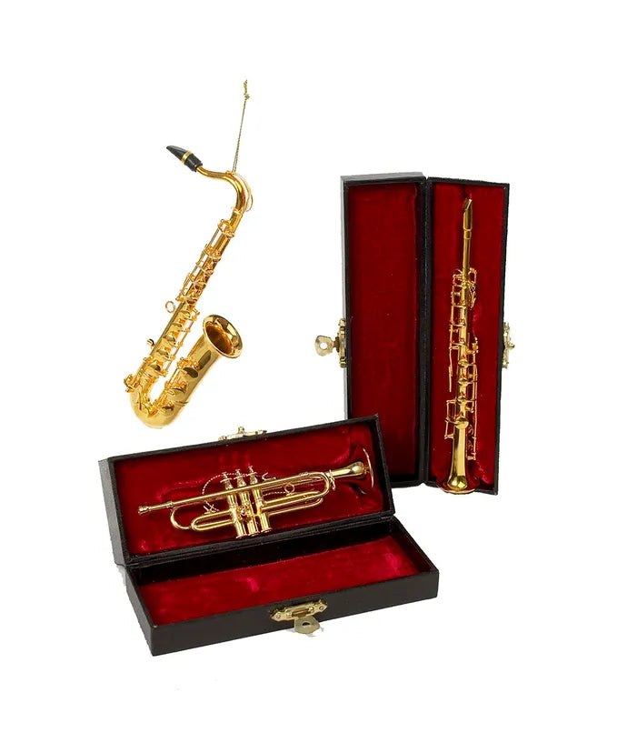 Assorted Brass Instrument With Case Ornament, INDIVIDUALLY SOLD