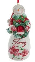 Snowman With Family Saying Ornament