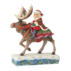 Santa Riding Moose Figurine