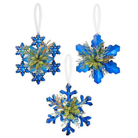 Assorted Blue Snowflake Ornament, INDIVIDUALLY SOLD