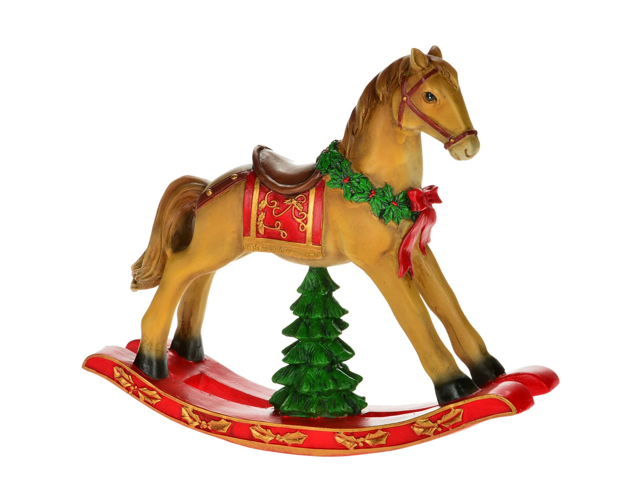Rocking Horse With Tree Figurine