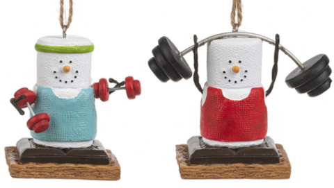 Assorted S'mores Weightlifter Ornament, INDIVIDUALLY SOLD