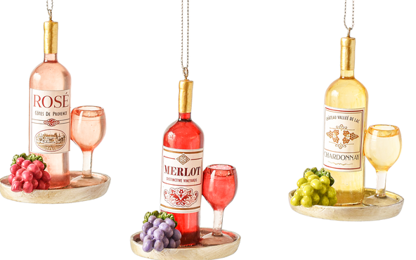 Assorted Wine Tray Ornament, INDIVIDUALLY SOLD