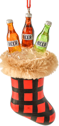 Christmas Stocking With Beer Ornament