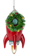 Rocket With Wreath Ornament