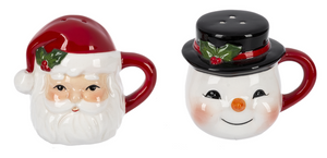 Santa And Snowman Salt & Pepper, Set Of 2