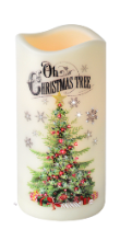 3" X 6" Pillar Flameless Candle: Oh Christmas Tree