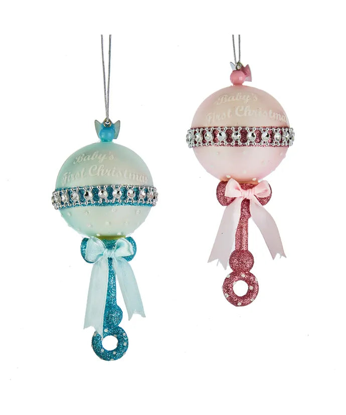 Assorted Baby Rattle Ornament, INDIVIDUALLY SOLD
