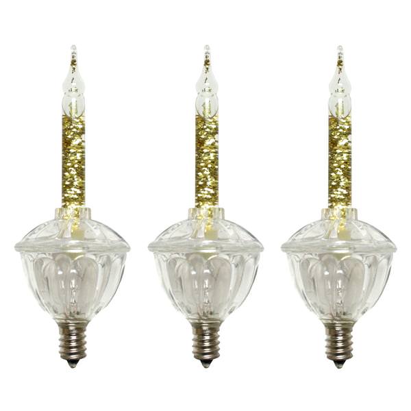 Replacement Clear Gold Glitter Bubble Lights, Set Of 3