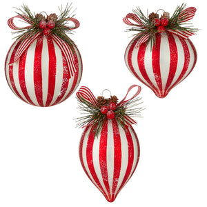 Assorted Red Striped Ball, INDIVIDUALLY SOLD