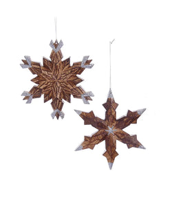 Assorted Wooden Snowflake Ornament, INDIVIDUALLY SOLD