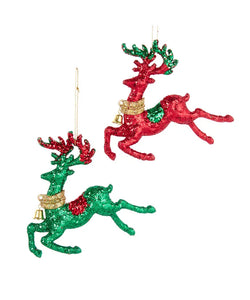 Assorted Glitter Deer Ornament, INDIVIDUALLY SOLD