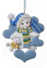 Baby's First Snow Boy With Bear Ornament
