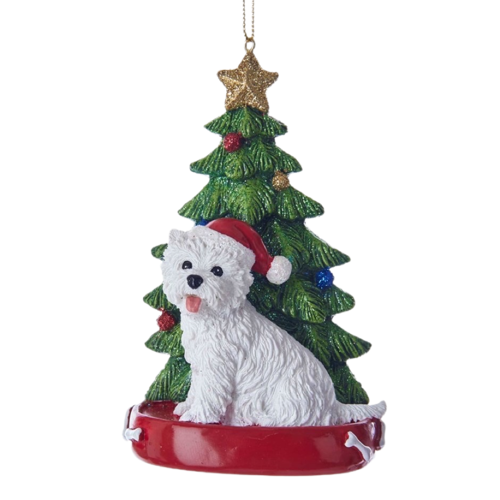 Dog & Tree Ornament: Highland Terrier