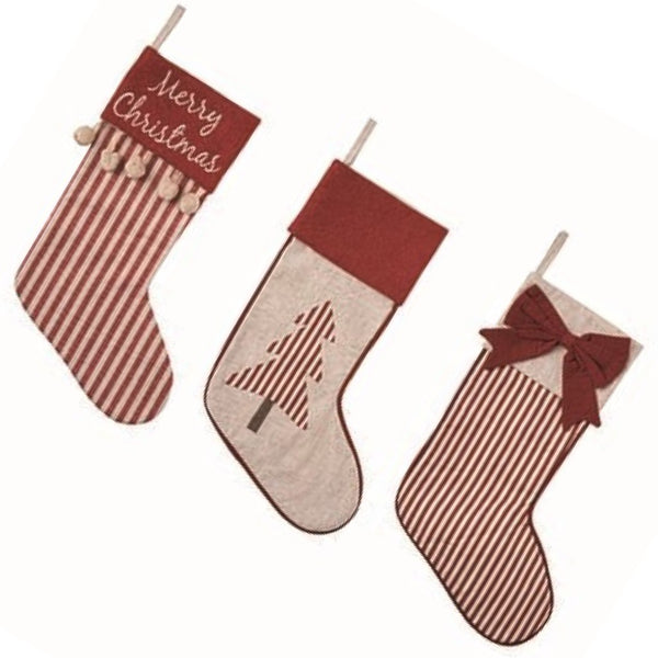 Assorted 21.25" Striped Stocking, INDIVIDUALLY SOLD